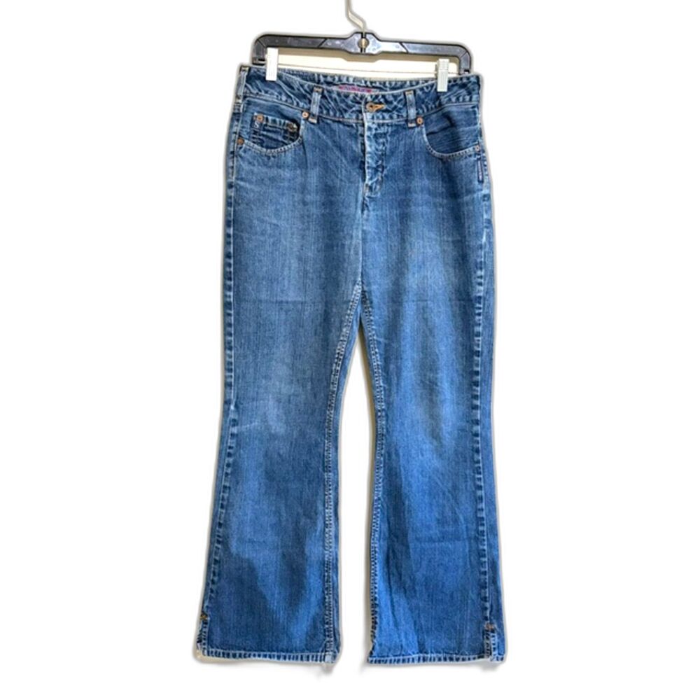 Vintage Y2K Silver Jeans Womens 31/32 Flare Side Slit Made in Canada